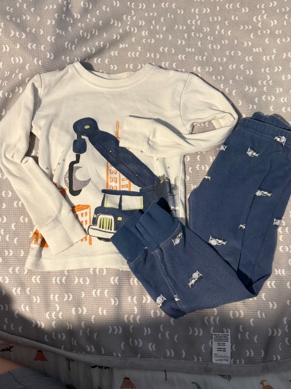 Carter’s Construction Crane Long-Sleeve Top & Navy Pajama Set